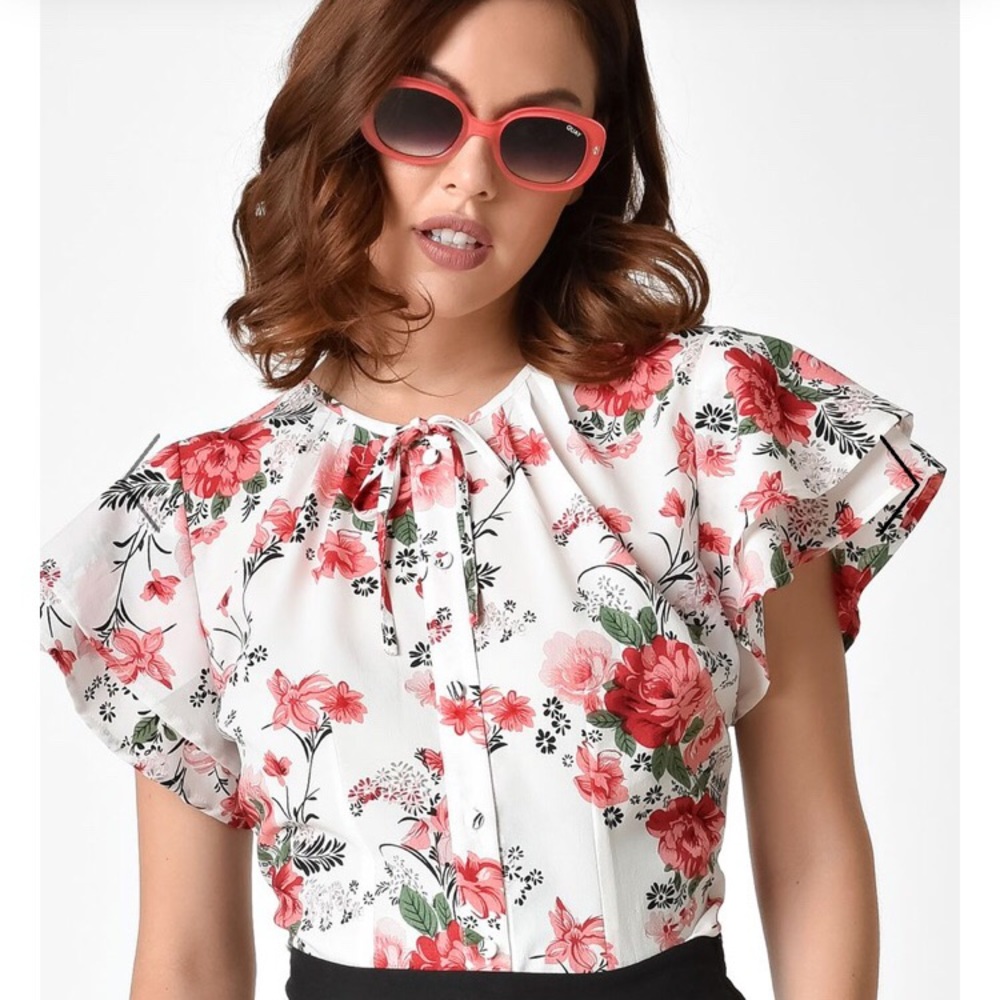 Floral blouse | puff sleeve blouse |vintage blouse